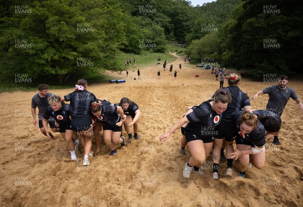 130625 Wales Women Rugby Squad Training at Merthyr Mawr dunes - The Wales Women squad during a training and conditioning session at Merthyr Mawr sand dunes
