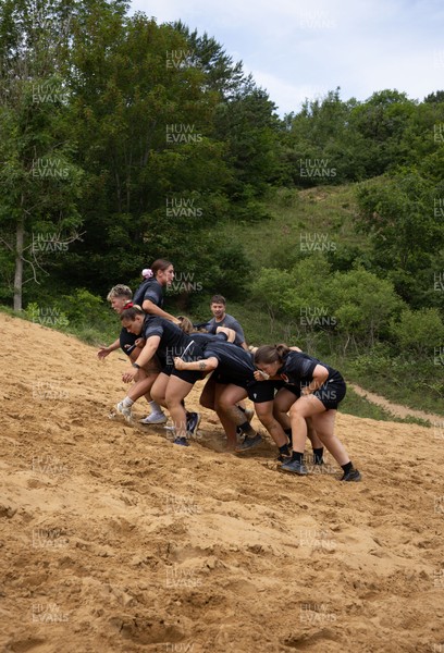 130625 Wales Women Rugby Squad Training at Merthyr Mawr dunes - The Wales Women squad during a training and conditioning session at Merthyr Mawr sand dunes