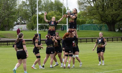 080526 - Wales Women Rugby Captains Run - Natalia John during Captains Run at Pirrie Park ahead of the Women’s 6 Nations match against Ireland at Affidea Stadium