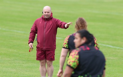080526 - Wales Women Rugby Captains Run - Sean Lynn, Wales Women head coach during Captains Run at Pirrie Park ahead of the Women’s 6 Nations match against Ireland at Affidea Stadium