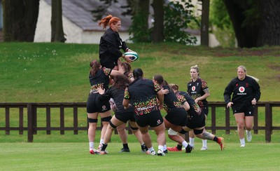 080526 - Wales Women Rugby Captains Run - Georgia Evans during Captains Run at Pirrie Park ahead of the Women’s 6 Nations match against Ireland at Affidea Stadium
