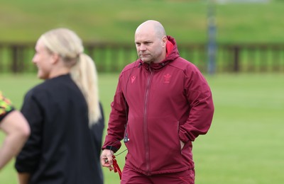 080526 - Wales Women Rugby Captains Run - Sean Lynn, Wales Women head coach during Captains Run at Pirrie Park ahead of the Women’s 6 Nations match against Ireland at Affidea Stadium