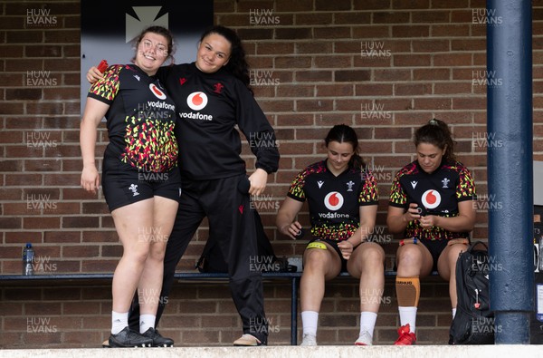 080526 - Wales Women Rugby Captains Run - Stella Orrin, Jorja Aiono, Branwen Metcalfe and Natalia John during Captains Run at Pirrie Park ahead of the Women’s 6 Nations match against Ireland at Affidea Stadium