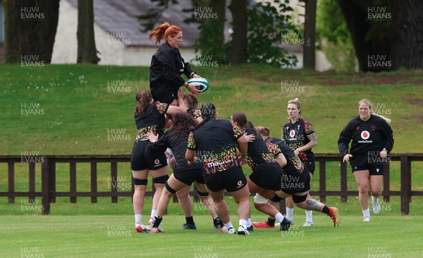 080526 - Wales Women Rugby Captains Run - Georgia Evans during Captains Run at Pirrie Park ahead of the Women’s 6 Nations match against Ireland at Affidea Stadium