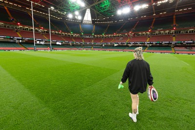 100426 - Wales Women Rugby Captain’s Run - Keira Bevan during Captain’s Run at the Principality Stadium ahead of the opening Women’s 6 Nations match against Scotland