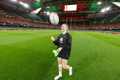 100426 - Wales Women Rugby Captain’s Run - Keira Bevan during Captain’s Run at the Principality Stadium ahead of the opening Women’s 6 Nations match against Scotland