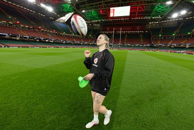100426 - Wales Women Rugby Captain’s Run - Keira Bevan during Captain’s Run at the Principality Stadium ahead of the opening Women’s 6 Nations match against Scotland