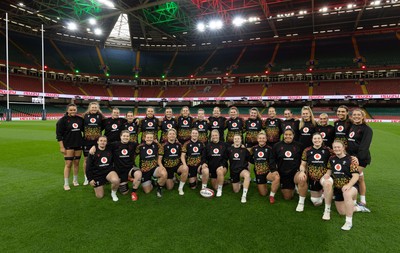 100426 - Wales Women Rugby Captain’s Run - The Wales match squad during Captain’s Run at the Principality Stadium ahead of the opening Women’s 6 Nations match against Scotland