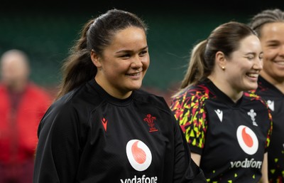 100426 - Wales Women Rugby Captain’s Run - Jorja Aiono during Captain’s Run at the Principality Stadium ahead of the opening Women’s 6 Nations match against Scotland
