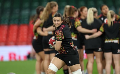 100426 - Wales Women Rugby Captain’s Run - Branwen Metcalfe during Captain’s Run at the Principality Stadium ahead of the opening Women’s 6 Nations match against Scotland