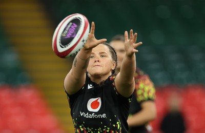 100426 - Wales Women Rugby Captain’s Run - Maisie Davies during Captain’s Run at the Principality Stadium ahead of the opening Women’s 6 Nations match against Scotland