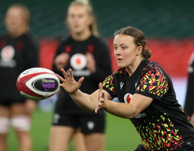 100426 - Wales Women Rugby Captain’s Run - Lleucu George during Captain’s Run at the Principality Stadium ahead of the opening Women’s 6 Nations match against Scotland