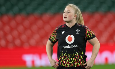 100426 - Wales Women Rugby Captain’s Run - Seren Lockwood during Captain’s Run at the Principality Stadium ahead of the opening Women’s 6 Nations match against Scotland
