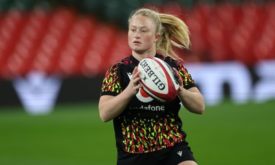 100426 - Wales Women Rugby Captain’s Run - Seren Lockwood during Captain’s Run at the Principality Stadium ahead of the opening Women’s 6 Nations match against Scotland