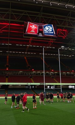 100426 - Wales Women Rugby Captain’s Run - The Wales Women team go through line outs  during Captain’s Run at the Principality Stadium ahead of the opening Women’s 6 Nations match against Scotland