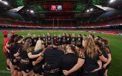 100426 - Wales Women Rugby Captain’s Run - The Wales match squad during Captain’s Run at the Principality Stadium ahead of the opening Women’s 6 Nations match against Scotland