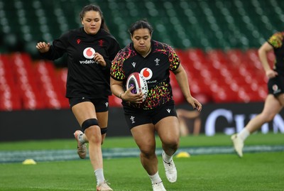 100426 - Wales Women Rugby Captain’s Run - Sisilia Tuipulotu during Captain’s Run at the Principality Stadium ahead of the opening Women’s 6 Nations match against Scotland