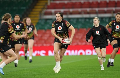 100426 - Wales Women Rugby Captain’s Run - Courtney Keight during Captain’s Run at the Principality Stadium ahead of the opening Women’s 6 Nations match against Scotland