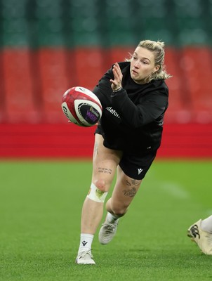100426 - Wales Women Rugby Captain’s Run - Keira Bevan during Captain’s Run at the Principality Stadium ahead of the opening Women’s 6 Nations match against Scotland