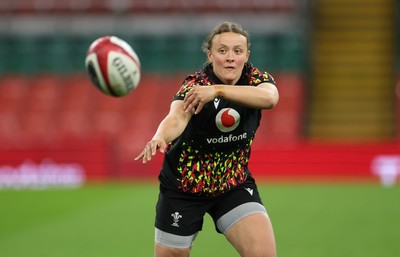 100426 - Wales Women Rugby Captain’s Run - Lleucu George during Captain’s Run at the Principality Stadium ahead of the opening Women’s 6 Nations match against Scotland