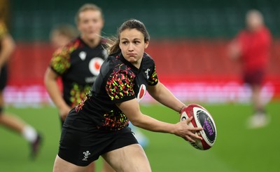 100426 - Wales Women Rugby Captain’s Run - Kayleigh Powell during Captain’s Run at the Principality Stadium ahead of the opening Women’s 6 Nations match against Scotland