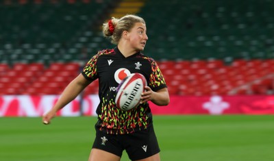 100426 - Wales Women Rugby Captain’s Run - Molly Reardon during Captain’s Run at the Principality Stadium ahead of the opening Women’s 6 Nations match against Scotland