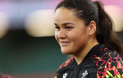100426 - Wales Women Rugby Captain’s Run - Jorja Aiono during Captain’s Run at the Principality Stadium ahead of the opening Women’s 6 Nations match against Scotland