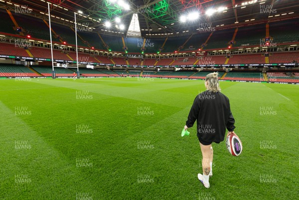 100426 - Wales Women Rugby Captain’s Run - Keira Bevan during Captain’s Run at the Principality Stadium ahead of the opening Women’s 6 Nations match against Scotland