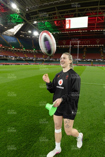 100426 - Wales Women Rugby Captain’s Run - Keira Bevan during Captain’s Run at the Principality Stadium ahead of the opening Women’s 6 Nations match against Scotland