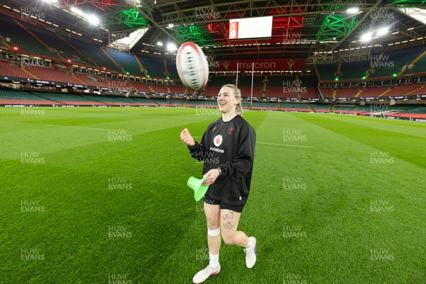 100426 - Wales Women Rugby Captain’s Run - Keira Bevan during Captain’s Run at the Principality Stadium ahead of the opening Women’s 6 Nations match against Scotland