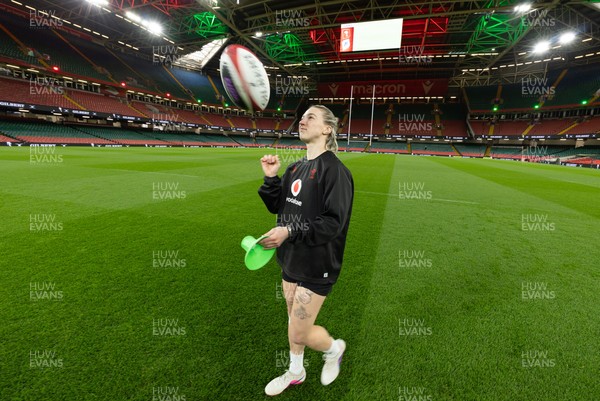100426 - Wales Women Rugby Captain’s Run - Keira Bevan during Captain’s Run at the Principality Stadium ahead of the opening Women’s 6 Nations match against Scotland