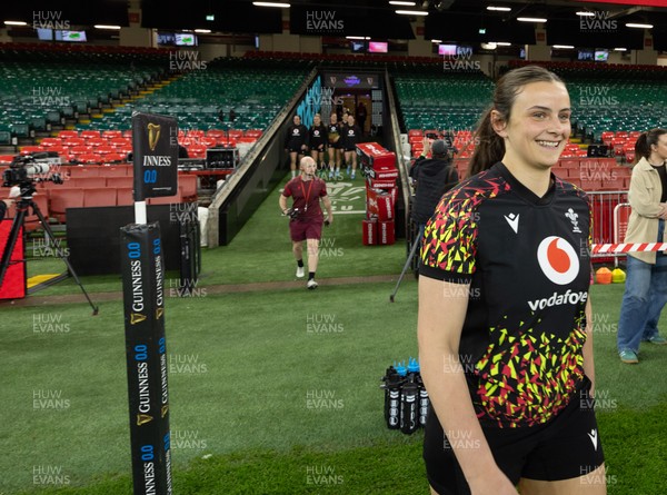 100426 - Wales Women Rugby Captain’s Run - Branwen Metcalfe during Captain’s Run at the Principality Stadium ahead of the opening Women’s 6 Nations match against Scotland