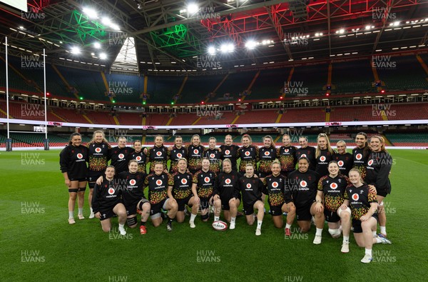 100426 - Wales Women Rugby Captain’s Run - The Wales match squad during Captain’s Run at the Principality Stadium ahead of the opening Women’s 6 Nations match against Scotland