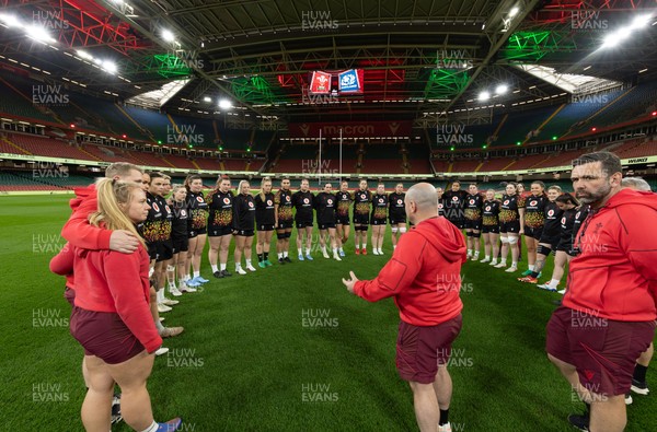 100426 - Wales Women Rugby Captain’s Run - The Wales match squad during Captain’s Run at the Principality Stadium ahead of the opening Women’s 6 Nations match against Scotland