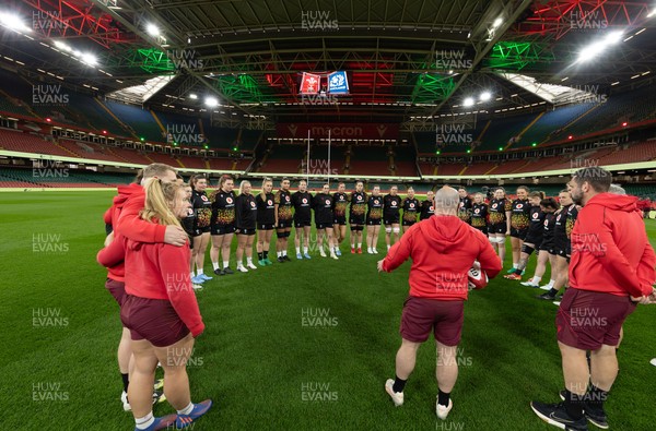 100426 - Wales Women Rugby Captain’s Run - The Wales match squad during Captain’s Run at the Principality Stadium ahead of the opening Women’s 6 Nations match against Scotland