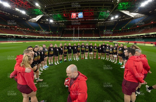 100426 - Wales Women Rugby Captain’s Run - The Wales match squad during Captain’s Run at the Principality Stadium ahead of the opening Women’s 6 Nations match against Scotland