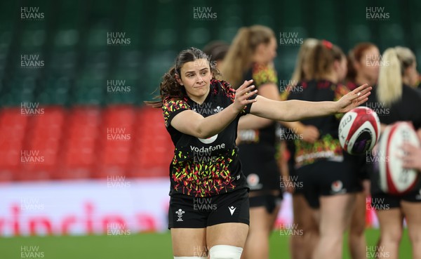 100426 - Wales Women Rugby Captain’s Run - Branwen Metcalfe during Captain’s Run at the Principality Stadium ahead of the opening Women’s 6 Nations match against Scotland