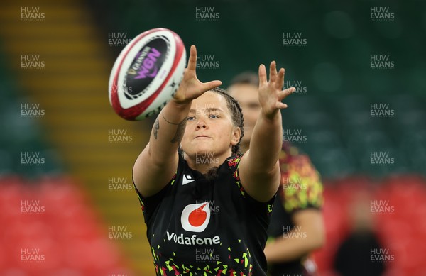 100426 - Wales Women Rugby Captain’s Run - Maisie Davies during Captain’s Run at the Principality Stadium ahead of the opening Women’s 6 Nations match against Scotland