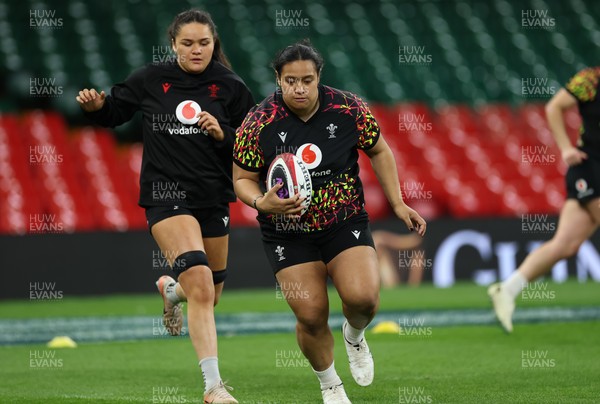 100426 - Wales Women Rugby Captain’s Run - Sisilia Tuipulotu during Captain’s Run at the Principality Stadium ahead of the opening Women’s 6 Nations match against Scotland