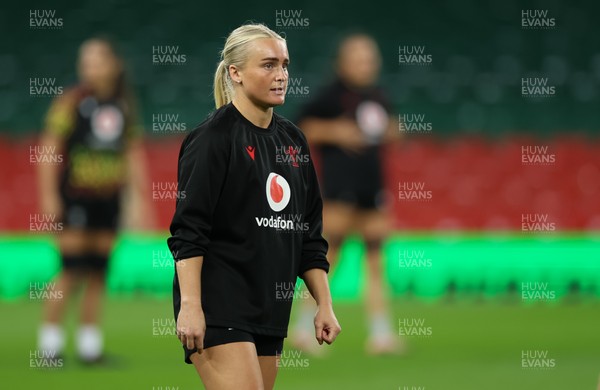 100426 - Wales Women Rugby Captain’s Run - Seren Singleton during Captain’s Run at the Principality Stadium ahead of the opening Women’s 6 Nations match against Scotland