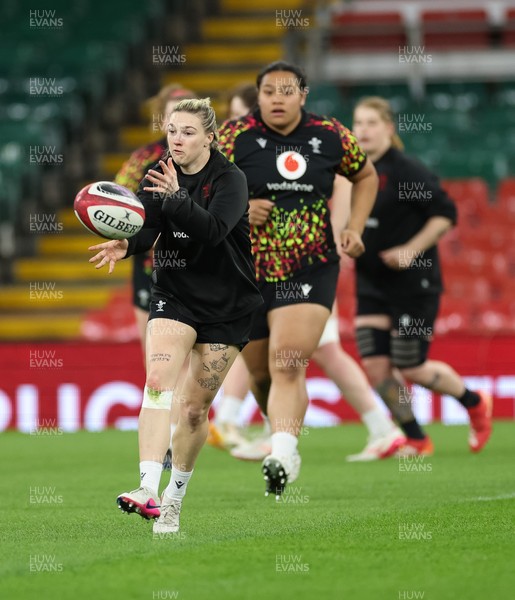 100426 - Wales Women Rugby Captain’s Run - Keira Bevan during Captain’s Run at the Principality Stadium ahead of the opening Women’s 6 Nations match against Scotland