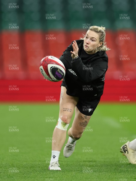100426 - Wales Women Rugby Captain’s Run - Keira Bevan during Captain’s Run at the Principality Stadium ahead of the opening Women’s 6 Nations match against Scotland
