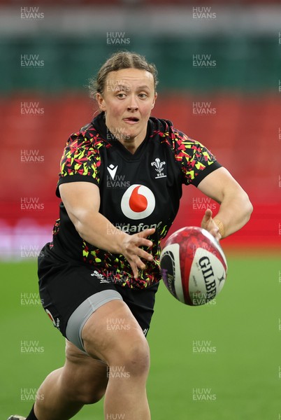 100426 - Wales Women Rugby Captain’s Run - Lleucu George during Captain’s Run at the Principality Stadium ahead of the opening Women’s 6 Nations match against Scotland