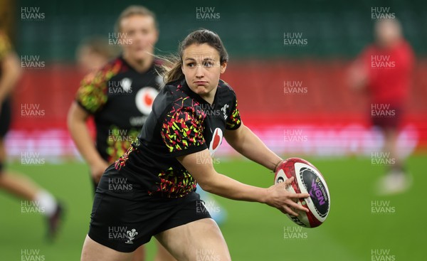 100426 - Wales Women Rugby Captain’s Run - Kayleigh Powell during Captain’s Run at the Principality Stadium ahead of the opening Women’s 6 Nations match against Scotland