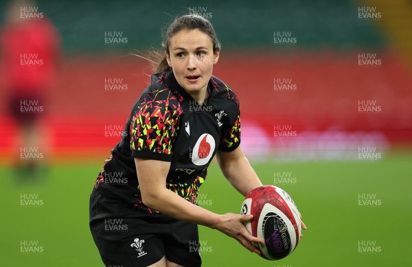 100426 - Wales Women Rugby Captain’s Run - Kayleigh Powell during Captain’s Run at the Principality Stadium ahead of the opening Women’s 6 Nations match against Scotland