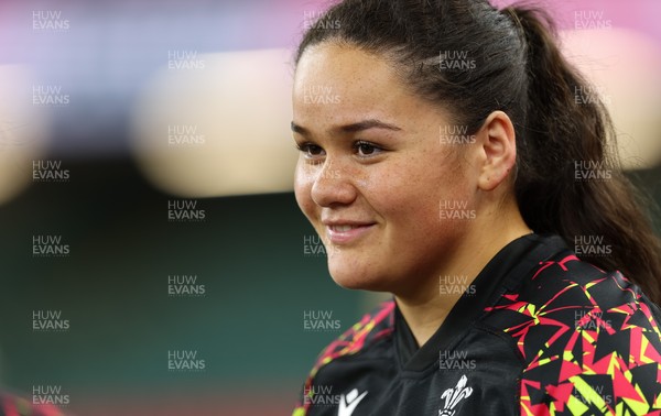 100426 - Wales Women Rugby Captain’s Run - Jorja Aiono during Captain’s Run at the Principality Stadium ahead of the opening Women’s 6 Nations match against Scotland