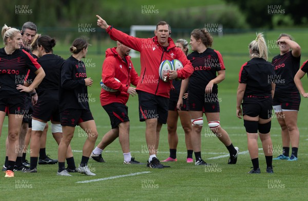 130922 - Wales Women Captains Run - Ioan Cunningham, head coach, during the Captains Run ahead of Wales Women’s World Cup warm up match against England