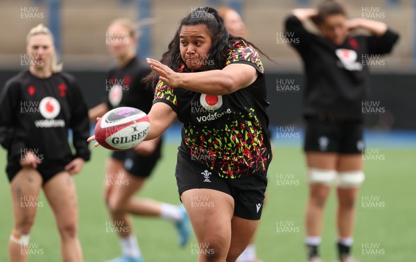 160526 - Wales Women Rugby Captain’s Run - Sisilia Tuipulotu during Captain’s Run ahead of their final Women’s 6 Nations match against Italy