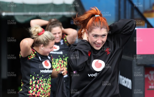 170426 - Wales Women Captain’s Run - Molly Reardon, Natalia John and Georgia Evans during Captain’s Run ahead of the Women’s 6 Nations match against France