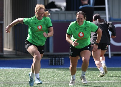 170926 Wales Women Rugby Captain’s Run - Lisa Neumann and Courtney Keight during Wales Captain’s Run at Cardiff Arms Park ahead of their WXV match against South Africa